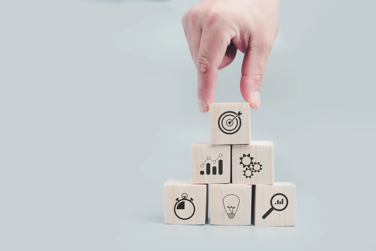 Strategic minimalism concept showing minimal viable product development with essential features highlighted